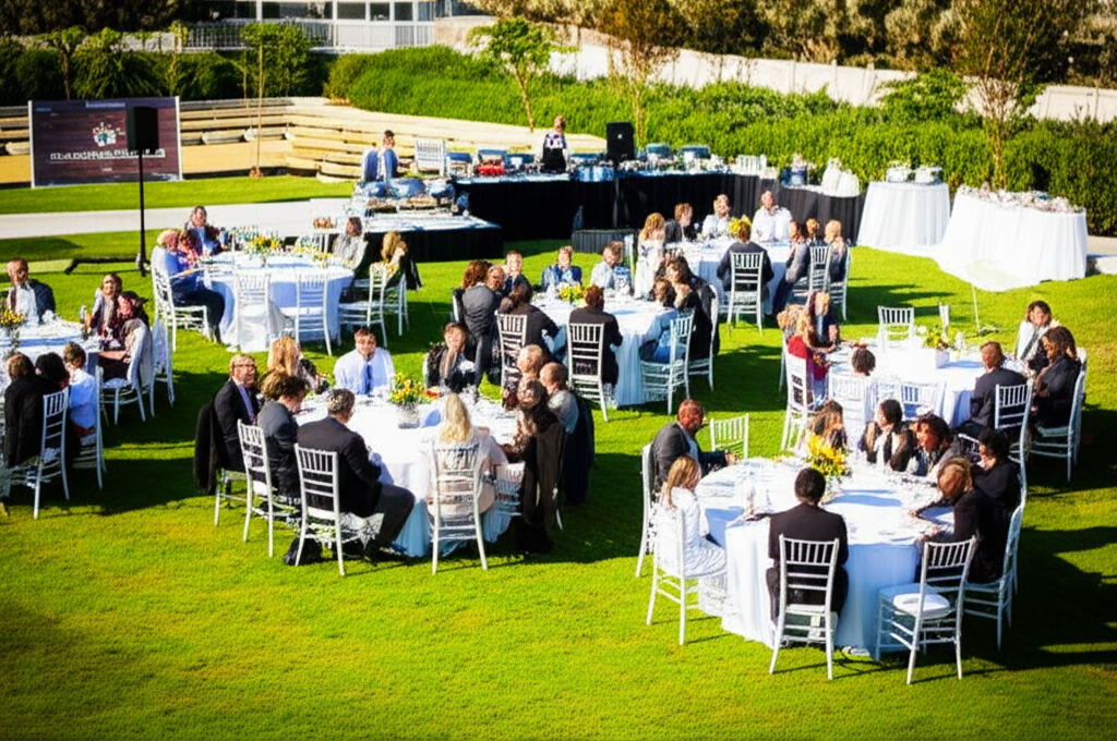 Corporate outdoor catering event